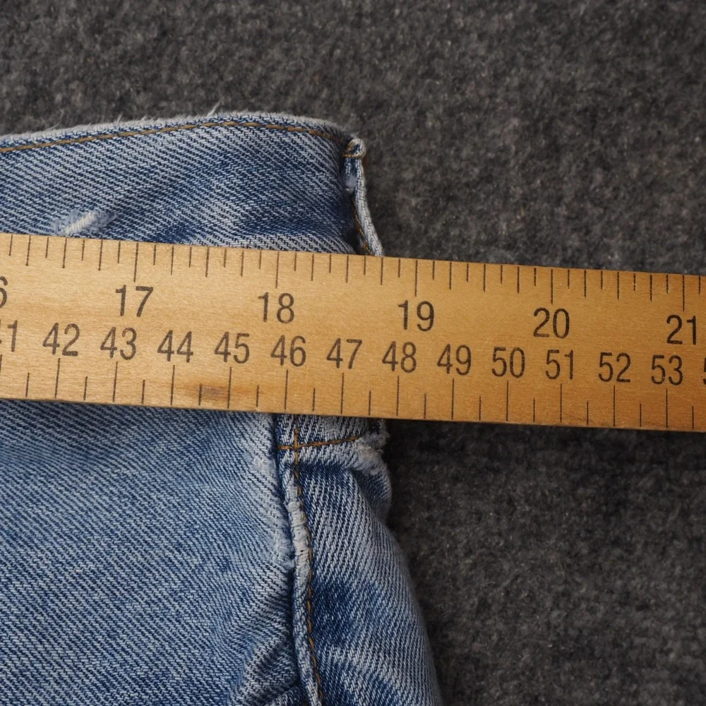 Levi's Jeans Mens 40x30 550 Light Blue Solid Distressed Frayed Grunge Retro